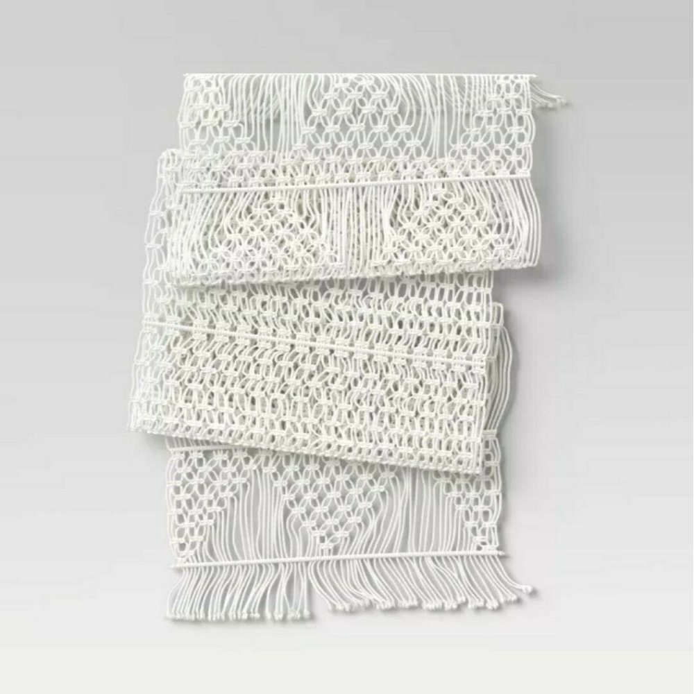 72"x14" Macrame Runner White - Threshold